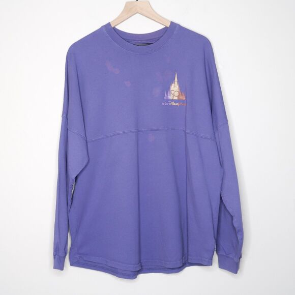 Disney World Womens Spirit Jersey Sweater Large Blue 50th Anniversary Glitter‎ - Picture 1 of 14